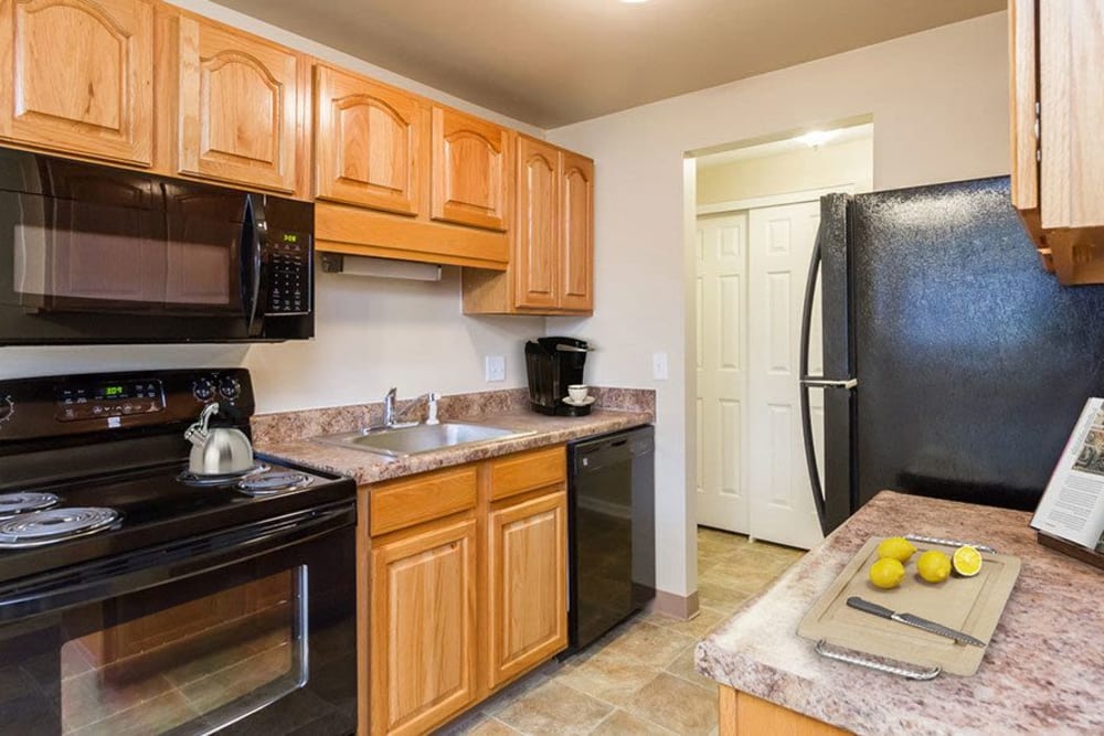 Upgraded kitchen at Newcastle Apartments & Townhomes home in Rochester, New York