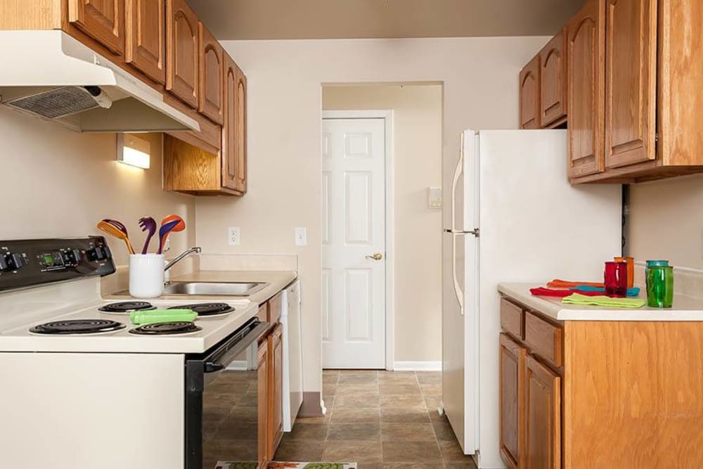 Kitchen space at Newcastle Apartments & Townhomes in Rochester, New York