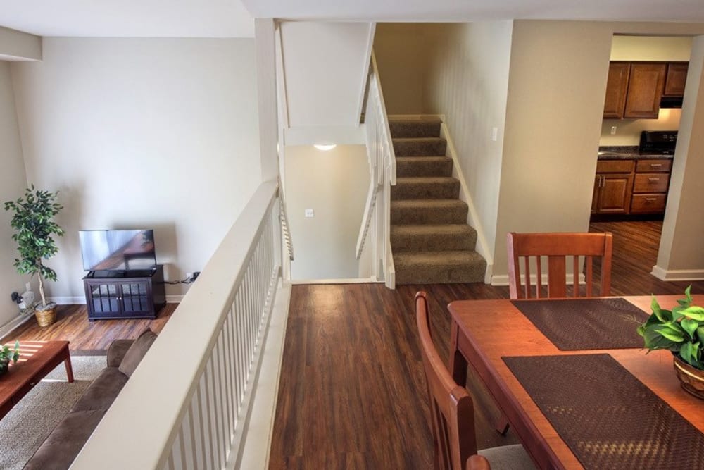 Wood-style flooring at Nineteen North Apartments in Pittsburgh, Pennsylvania