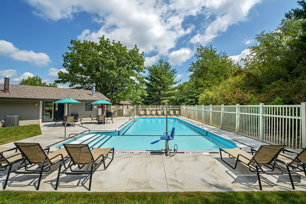 Gated swimming pool at Nineteen North Apartments in Pittsburgh, Pennsylvania