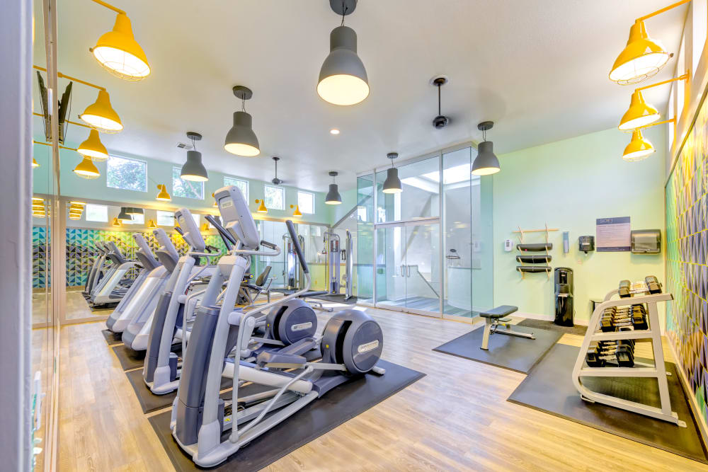 Well-equipped onsite fitness center at Sofi Irvine in Irvine, California