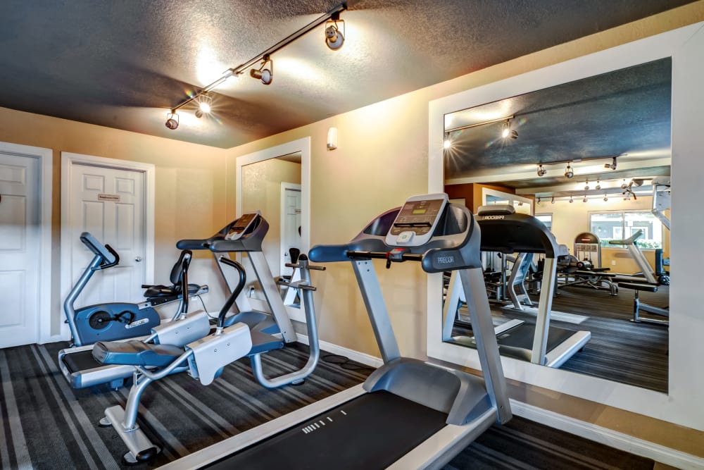 Cardio machines and more in the fitness center at Sofi Poway in Poway, California