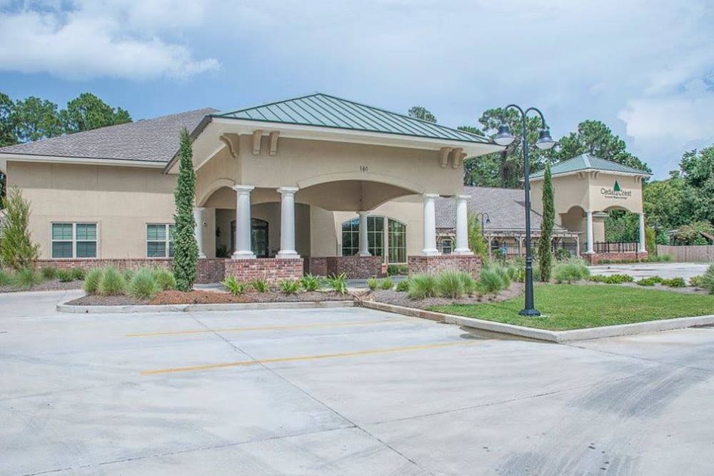 The outside of Cedar Crest Memory Care in Lafayette, Louisiana