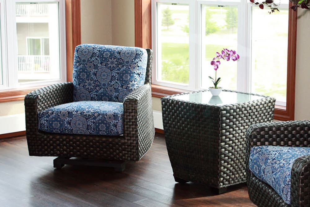 One of the many community visiting areas at Water's Edge in Mankato, Minnesota