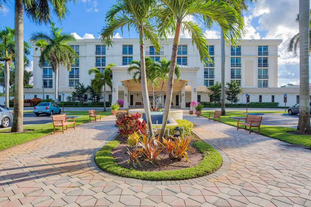 The exterior of The Peninsula Assisted Living & Memory Care in Hollywood, Florida