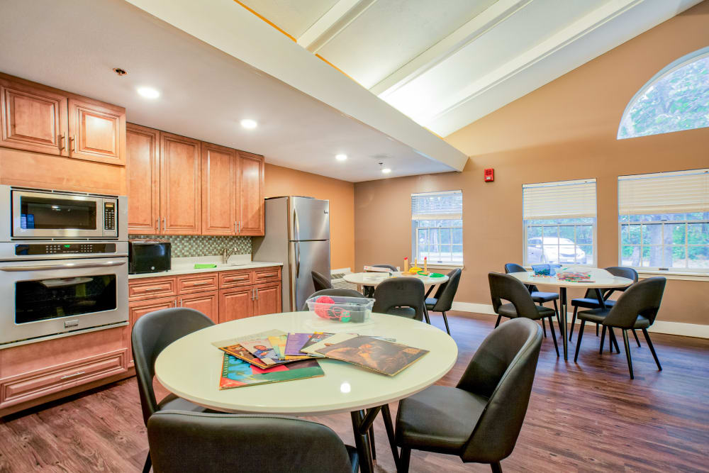 A charming dining area at Wood Haven in Tewksbury, Massachusetts