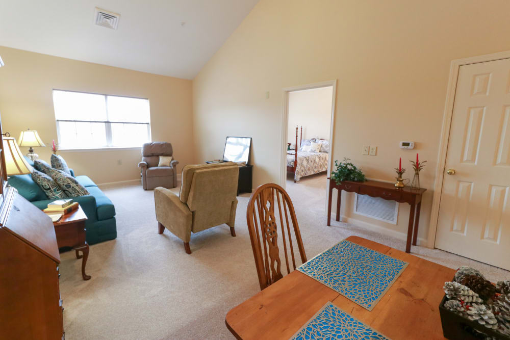 A living room space at The Crossings at Bon Air in Richmond, Virginia
