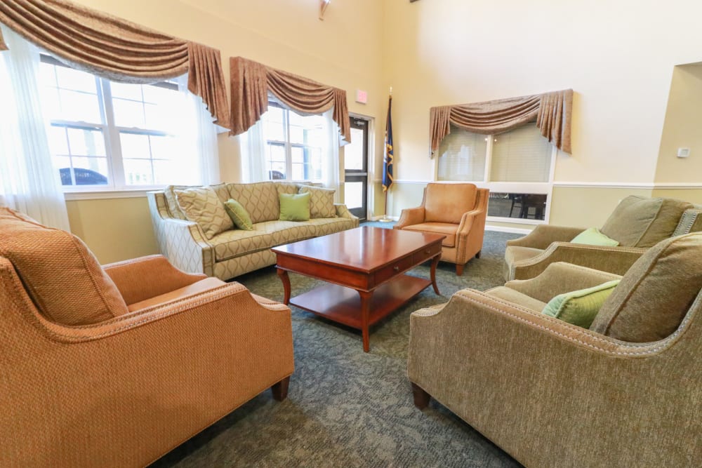 A very comfortable and inviting visiting area at The Crossings at Bon Air in Richmond, Virginia