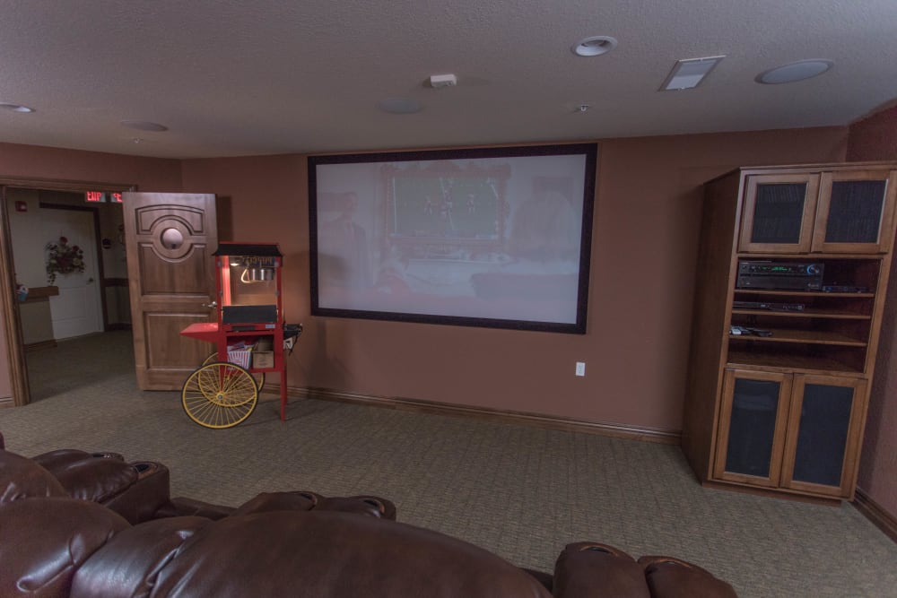 In house movie theater at Villas of Holly Brook Shelbyville in Shelbyville, Illinois
