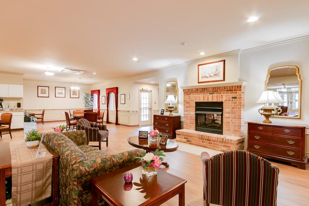 Common area with fireplace at Brentwood at Hobart in Hobart, Indiana