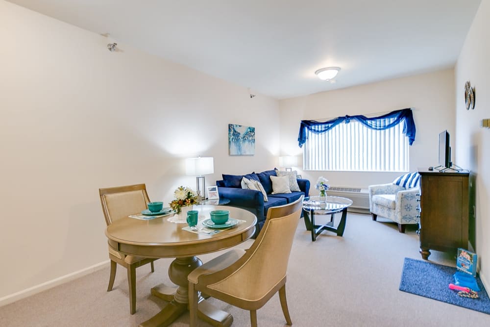 Living room layout at Brentwood at Hobart in Hobart, Indiana