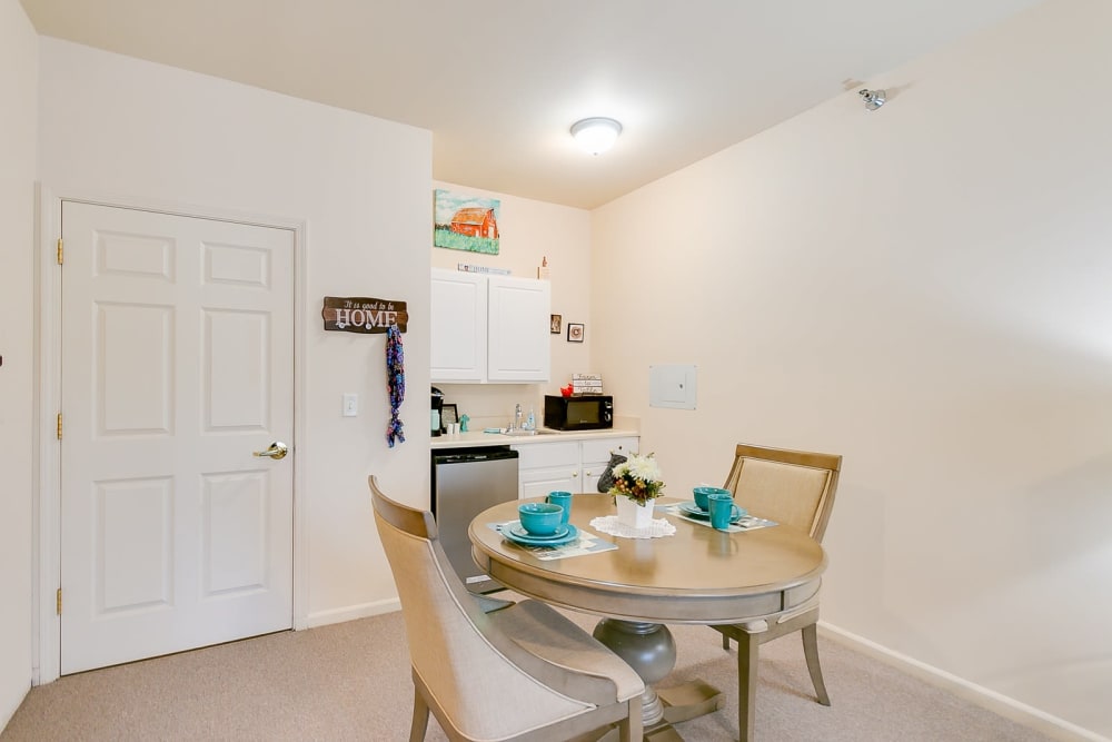 Kitchen and dining room layout at Brentwood at Hobart in Hobart, Indiana