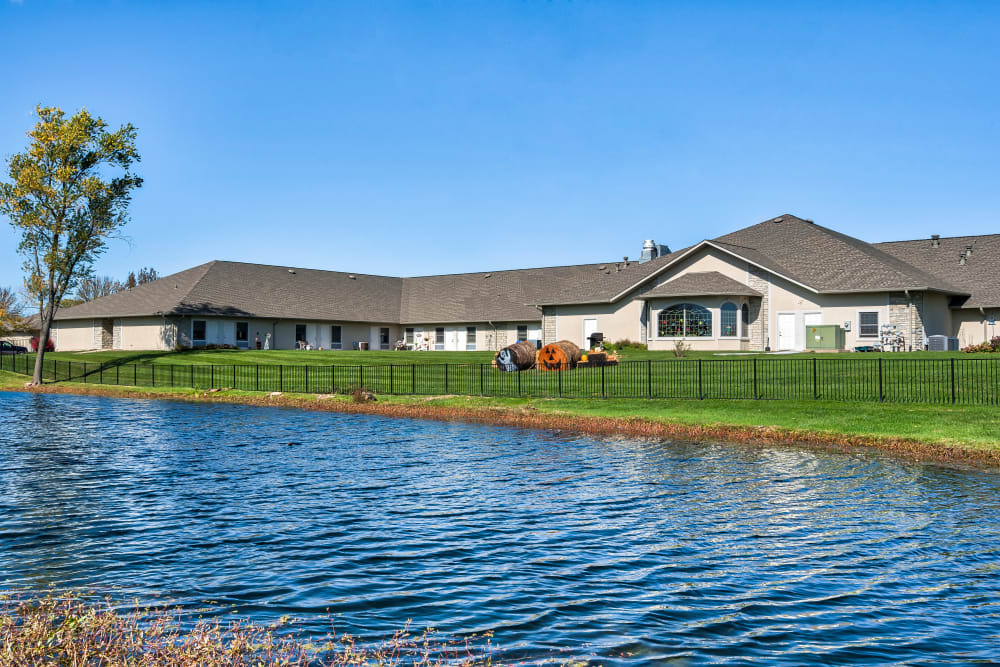 The river that runs alongside the community at Oak Pointe of Warrenton in Warrenton, Missouri