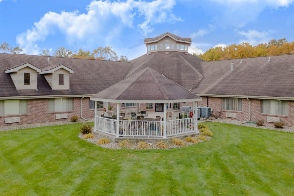 Green lawn outside Eastlake Terrace in Elkhart, Indiana