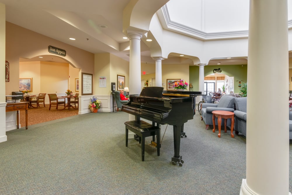 Piano in main entrance at Eastlake Terrace in Elkhart, Indiana