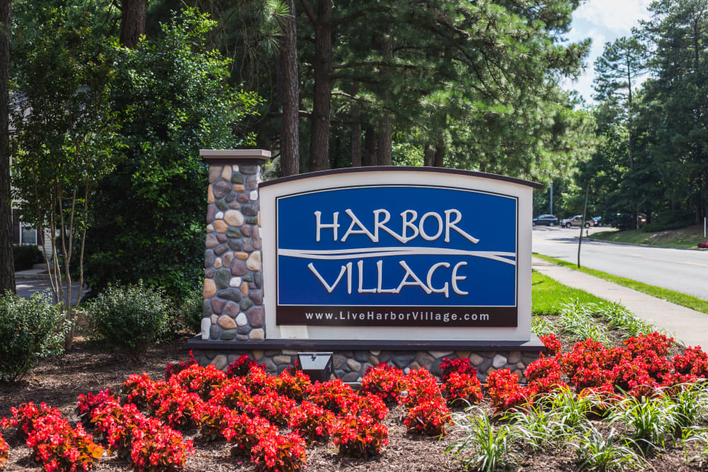 Front sign for Harbor Village Apartments in Richmond, Virginia