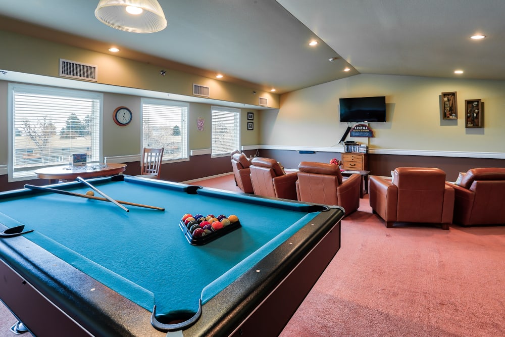 Game room at The Wellington in Minot, North Dakota