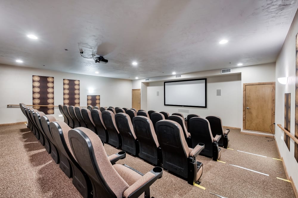 Comfortable chairs in the movie viewing room at Allouez Sunrise Village in Green Bay, Wisconsin