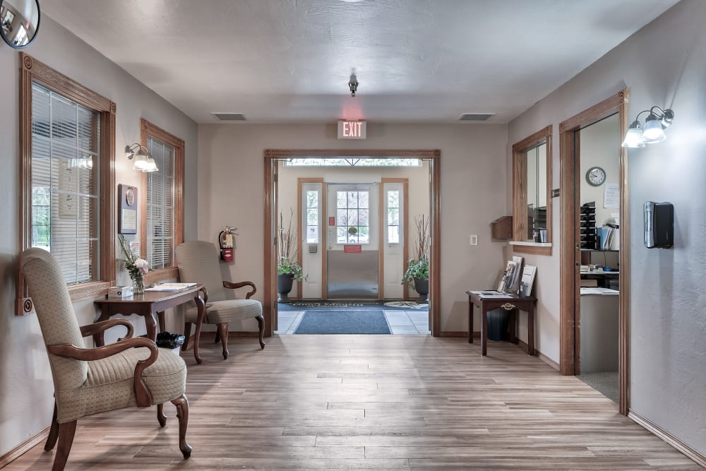 The entryway at Bishop's Court in Allouez, Wisconsin