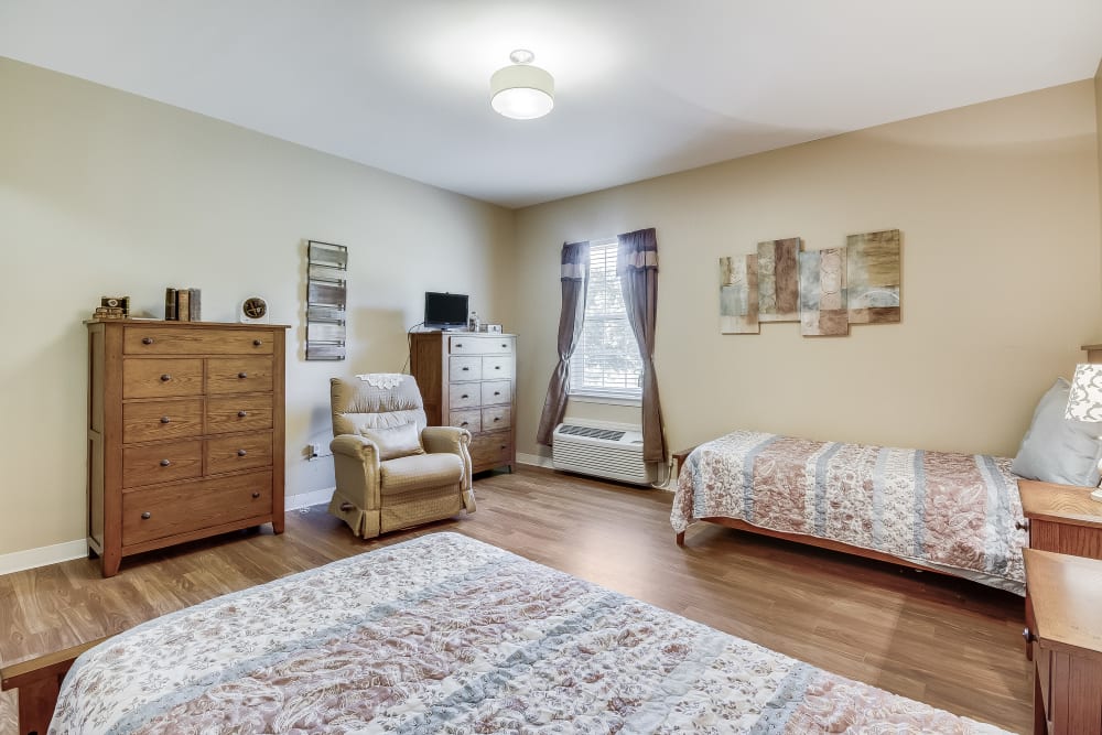 A spacious bedroom floor plan at Magnolias of Chesterfield in Chester, Virginia