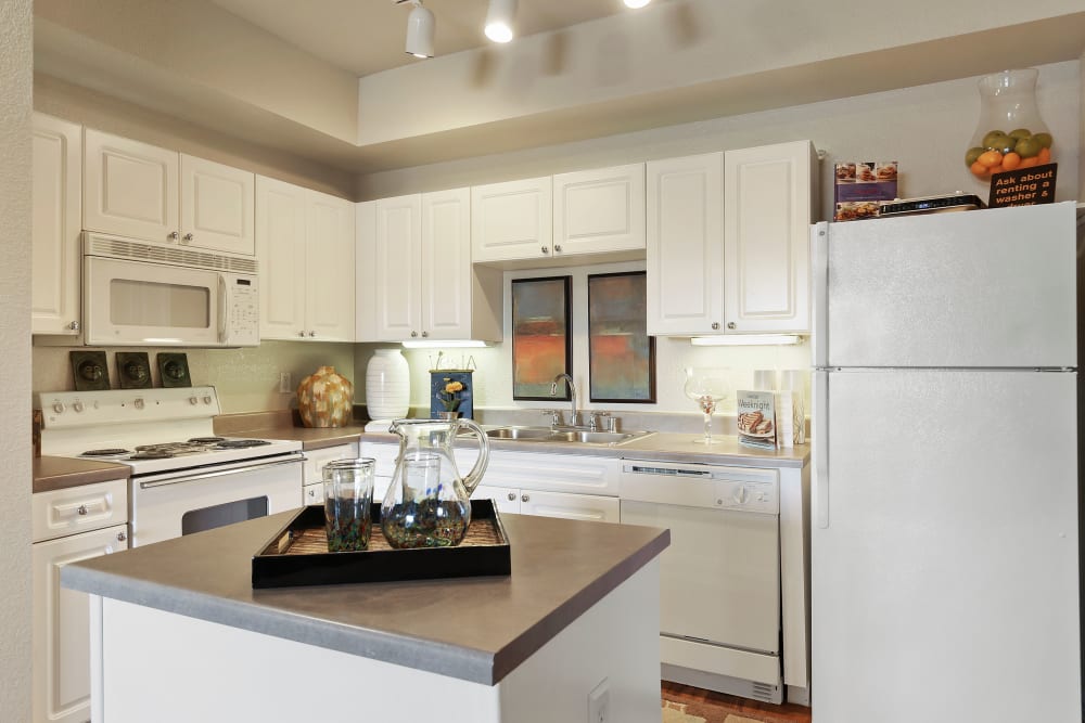 Kitchen island at The Lyndon in Irving, Texas