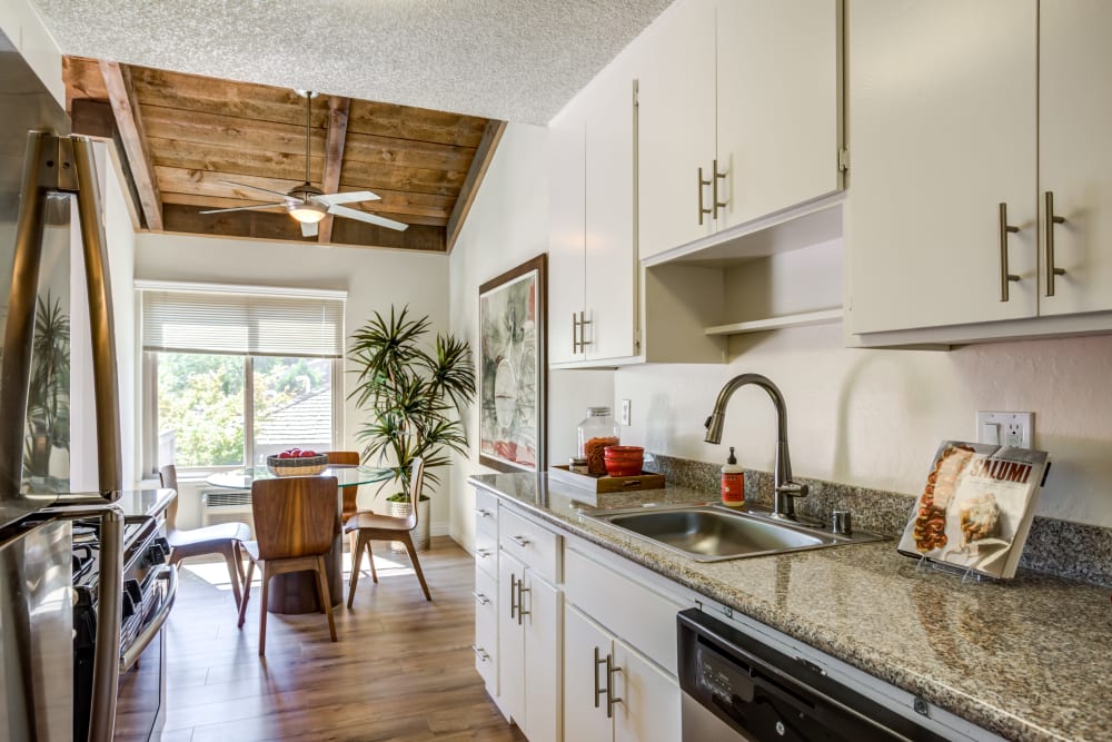 Kitchen layout at Glenbrook Apartments in Cupertino, California