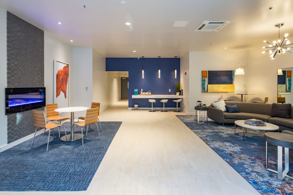 Spacious and modern resident clubhouse at EVIVA Midtown in Sacramento, California