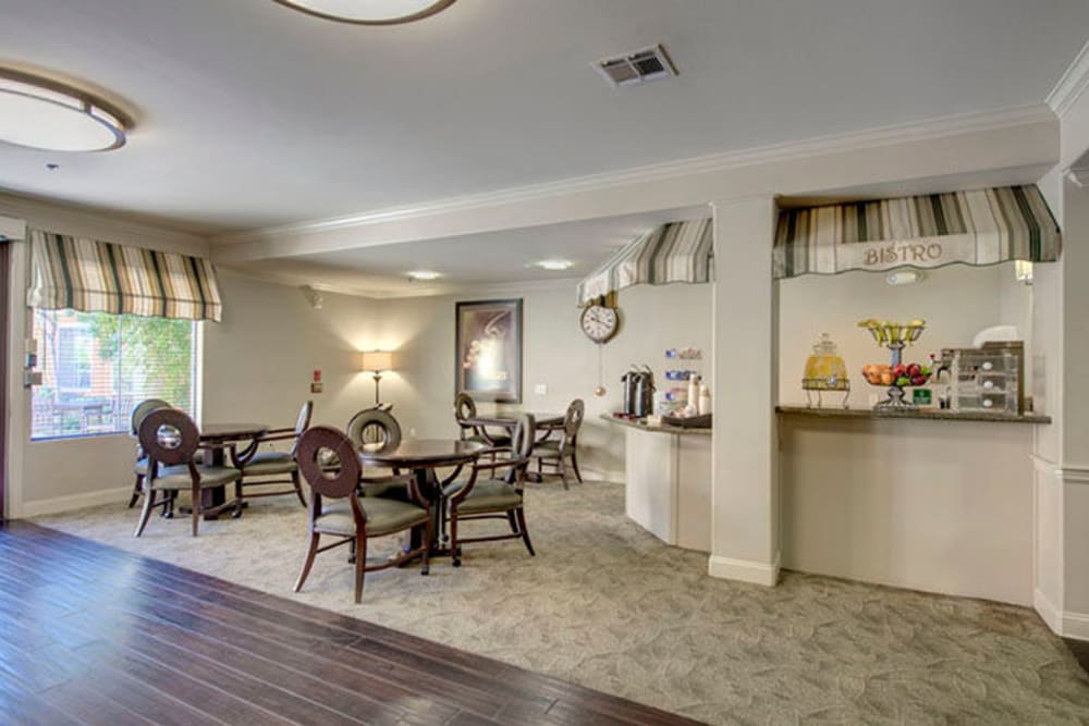 community lounge and kitchen inside Cypress Place in Ventura, California