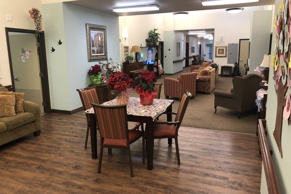 Interior activity spaces at Bayberry Commons
