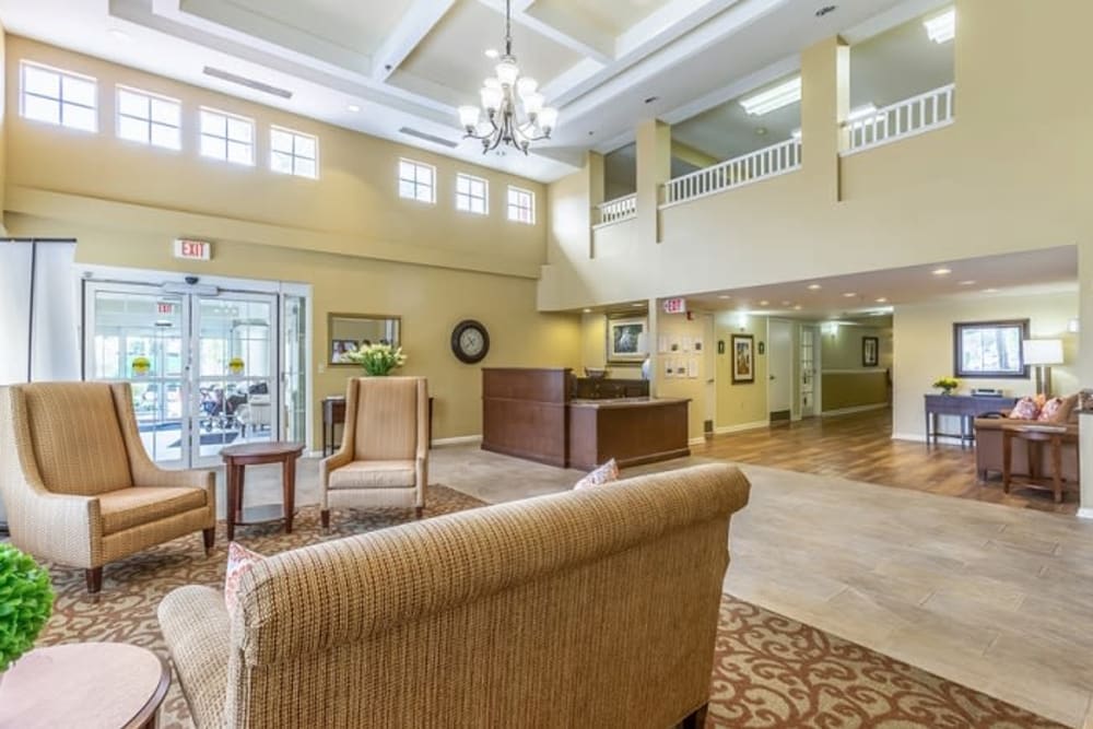 Seating in the lobby at Grand Villa of Sarasota in Sarasota, Florida