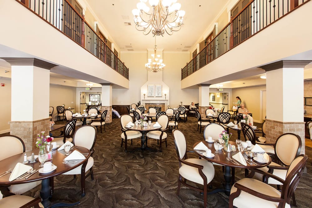 Main dining hall inside Claremont Place in Claremont, California