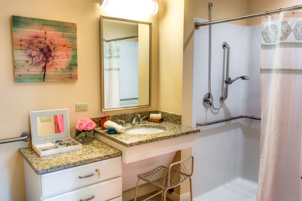 在佛罗里达州博卡拉顿的子午线，方便访问浴室的扶手淋浴金博app188金宝慱图片