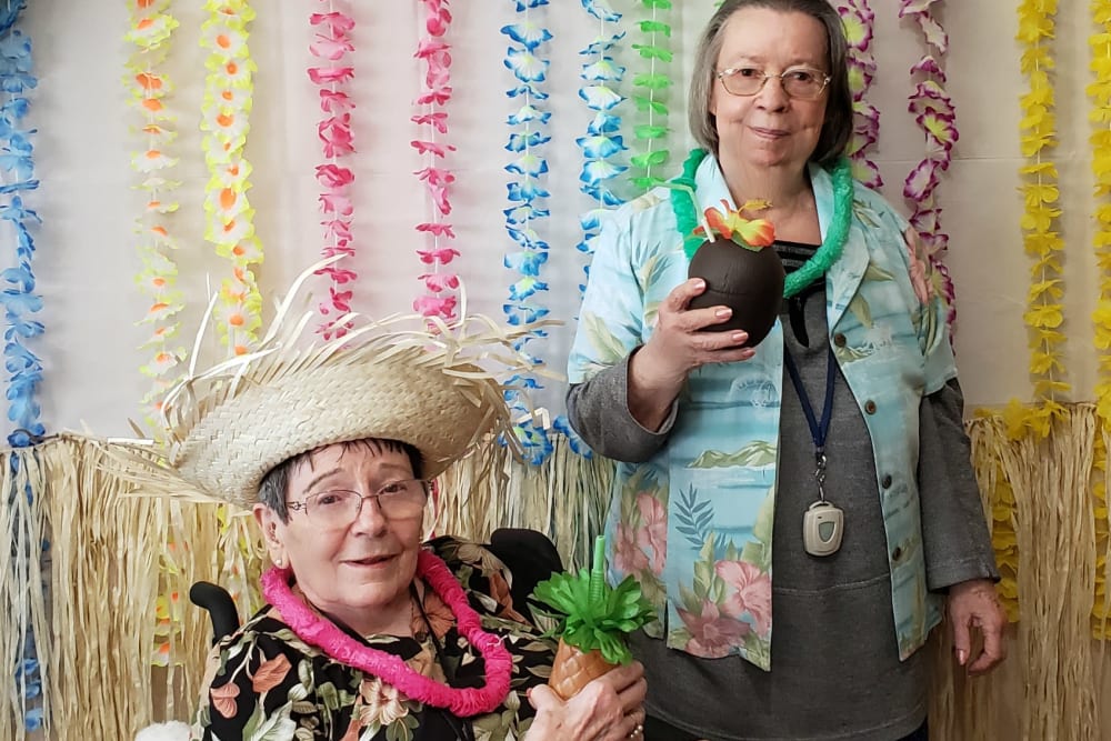 Luau time at Sundial Assisted Living in Redding, California