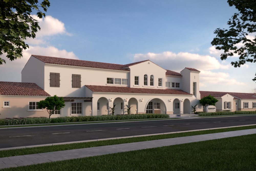 Front view of the main building at Regency Palms Oxnard in Oxnard, California