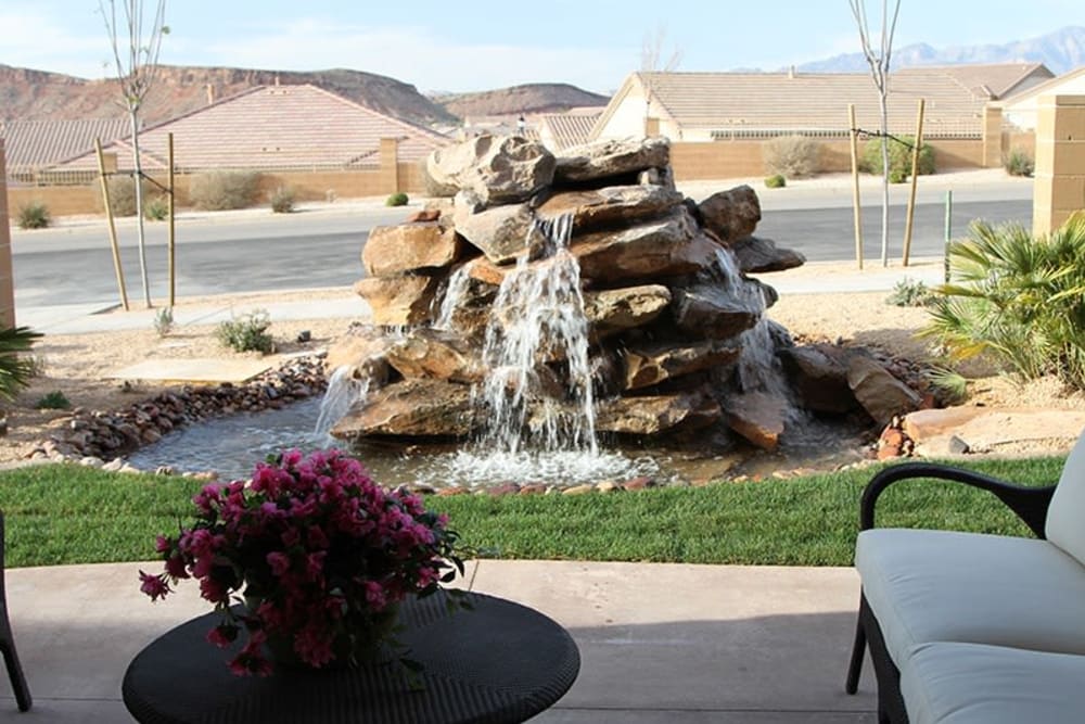 A babbling fountain at The Retreat at Sunriver in St. George, Utah