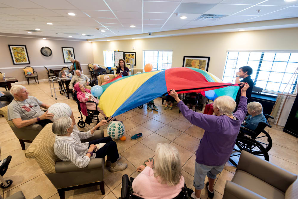 Residents playing a game at Inspired Living Lewisville in Lewisville, Texas. 