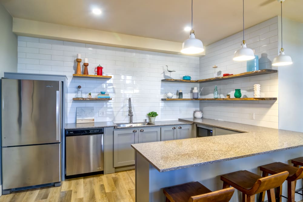 Chef's demonstration kitchen in the resident clubhouse at Sofi at Somerset in Bellevue, Washington
