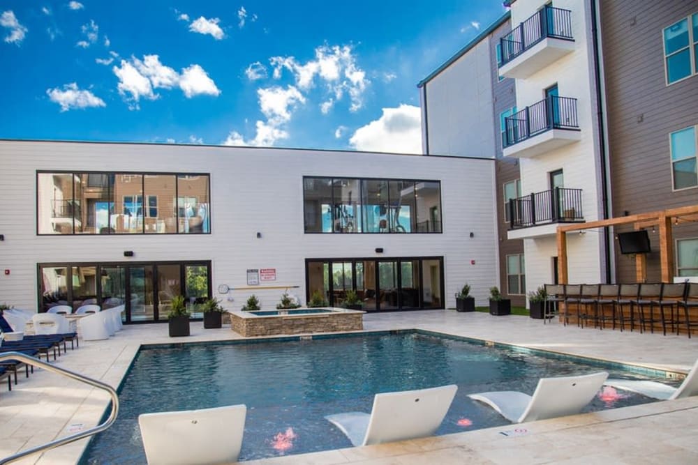 Modern swimming pool and outdoor space at Tribeca in St. Louis