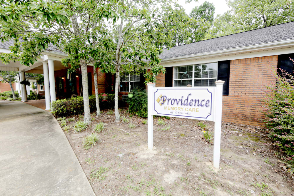 Exterior view of Providence Assisted Living in Grenada, Mississippi. 