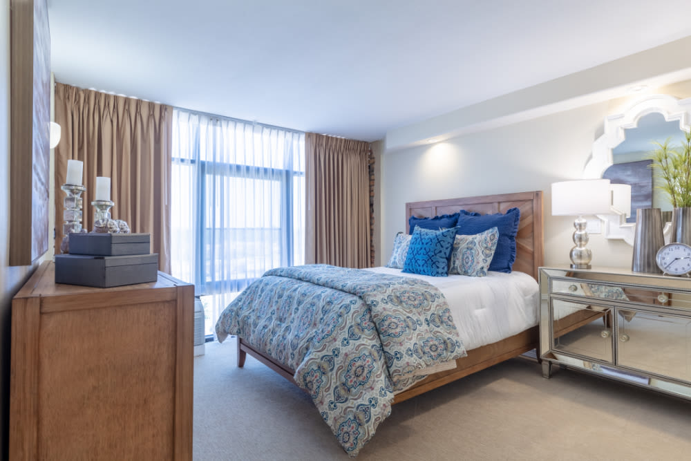 Spacious bedroom at Truewood by Merrill, Park Central in Dallas, Texas
