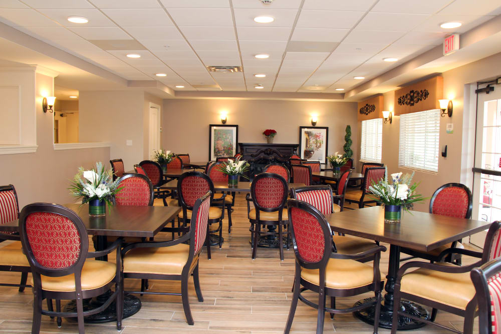 Spacious dining room at Inspired Living Lewisville in Lewisville, Texas. 