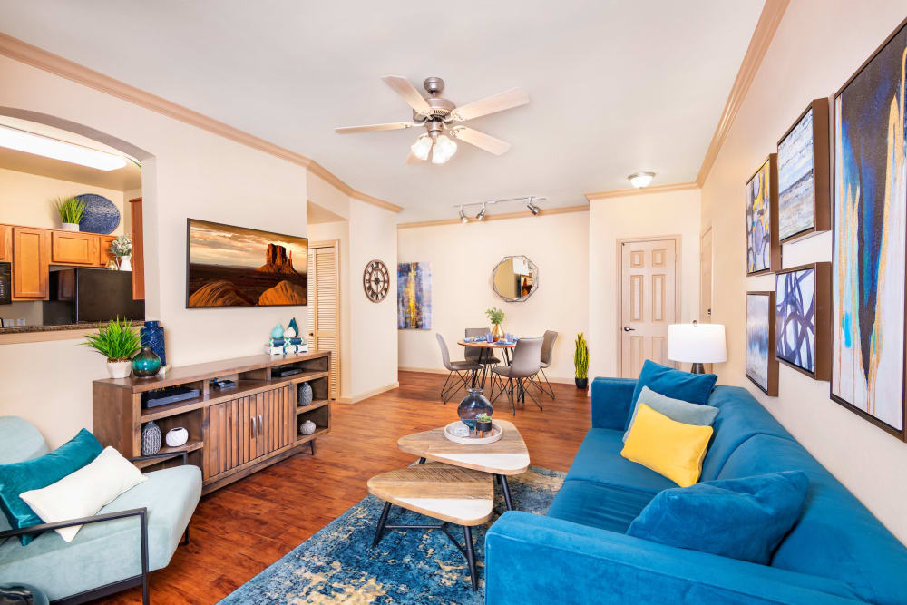 Living room with view of dining room at Las Colinas at Black Canyon