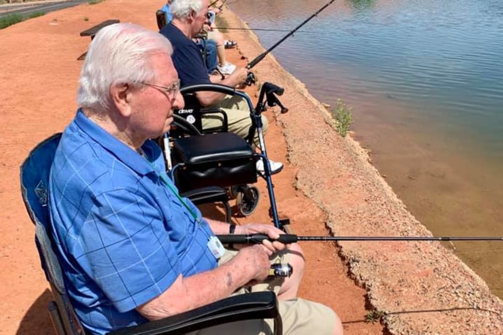 Residents fishing near The Retreat at Sunbrook in St. George, Utah