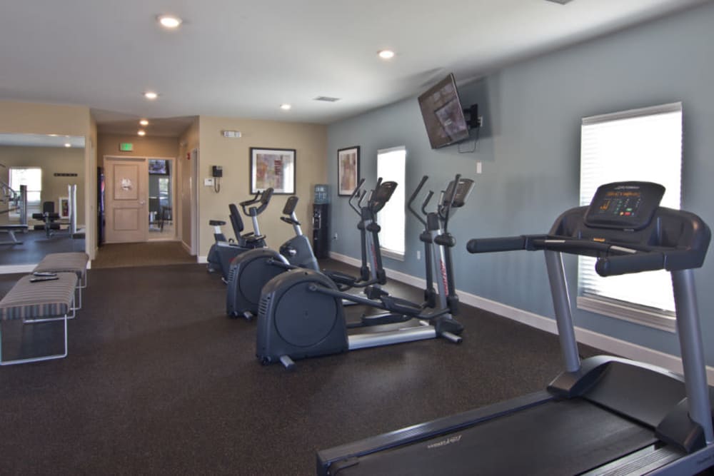 Modern fitness center at The Lakes at 8201 in Merrillville, Indiana