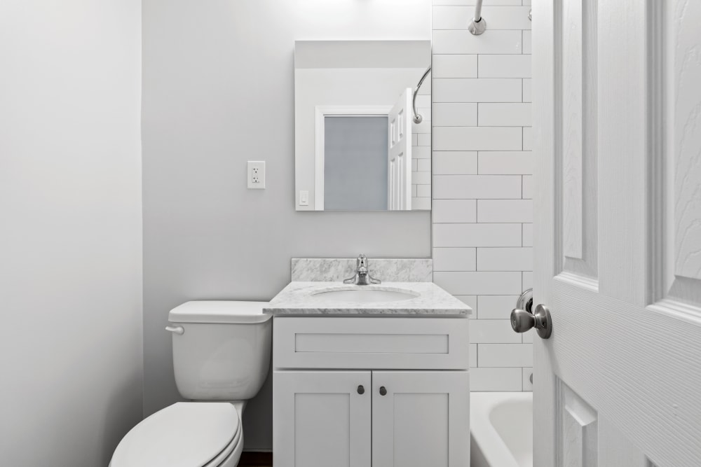 Clean bathroom at Eagle Rock Apartments at Mineola in Mineola, New York