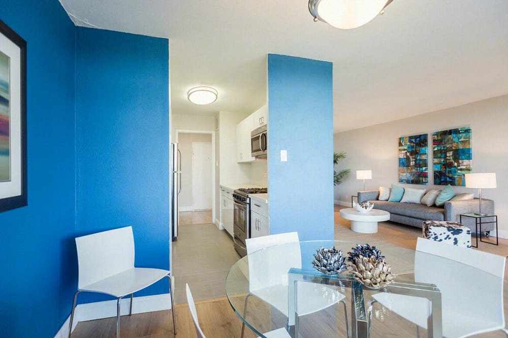 Modern dining room at Chestnut Hill Tower in Philadelphia, Pennsylvania
