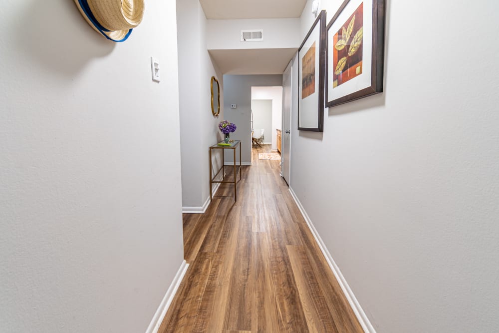Hardwood flooring in Ramblewood Village Apartments's apartment hallway's at Mount Laurel, New Jersey