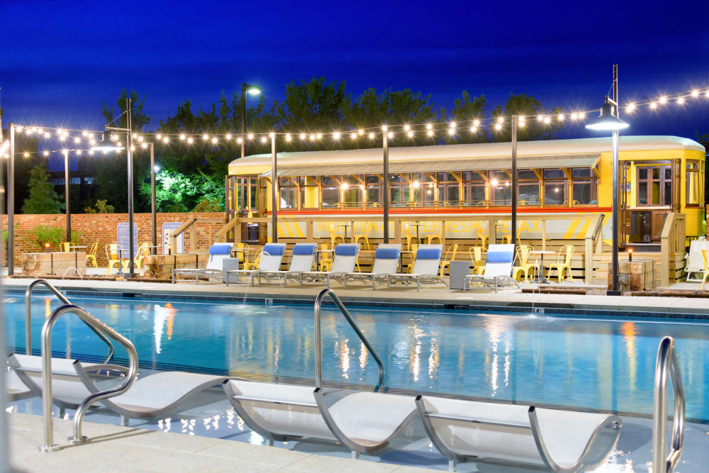 Rendering of a swimming pool at Bluebird Row in Chattanooga, Tennessee