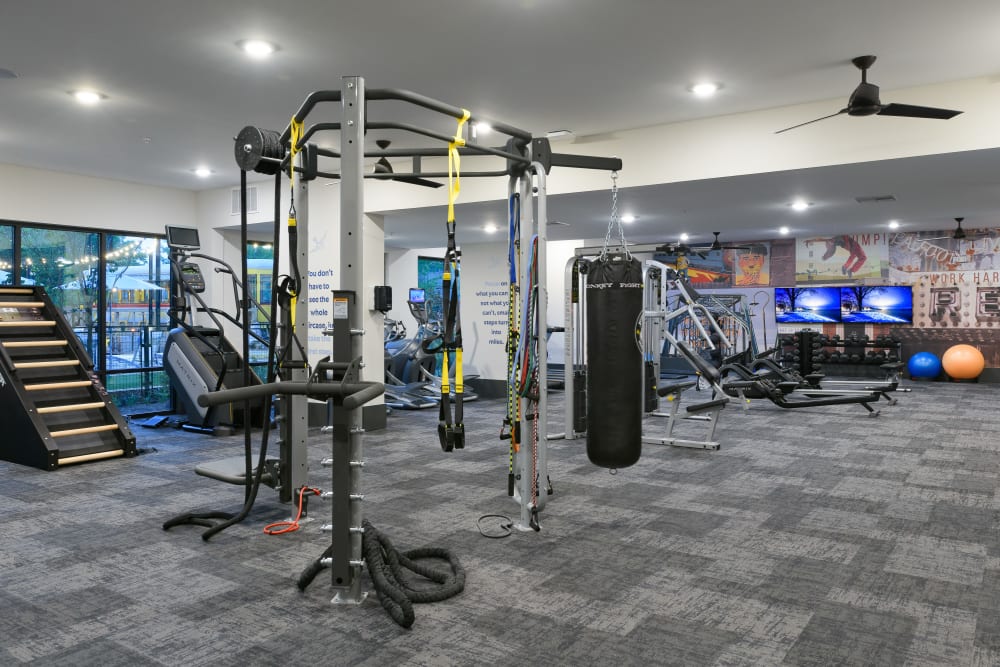 Fitness center for residents at Bluebird Row in Chattanooga, Tennessee