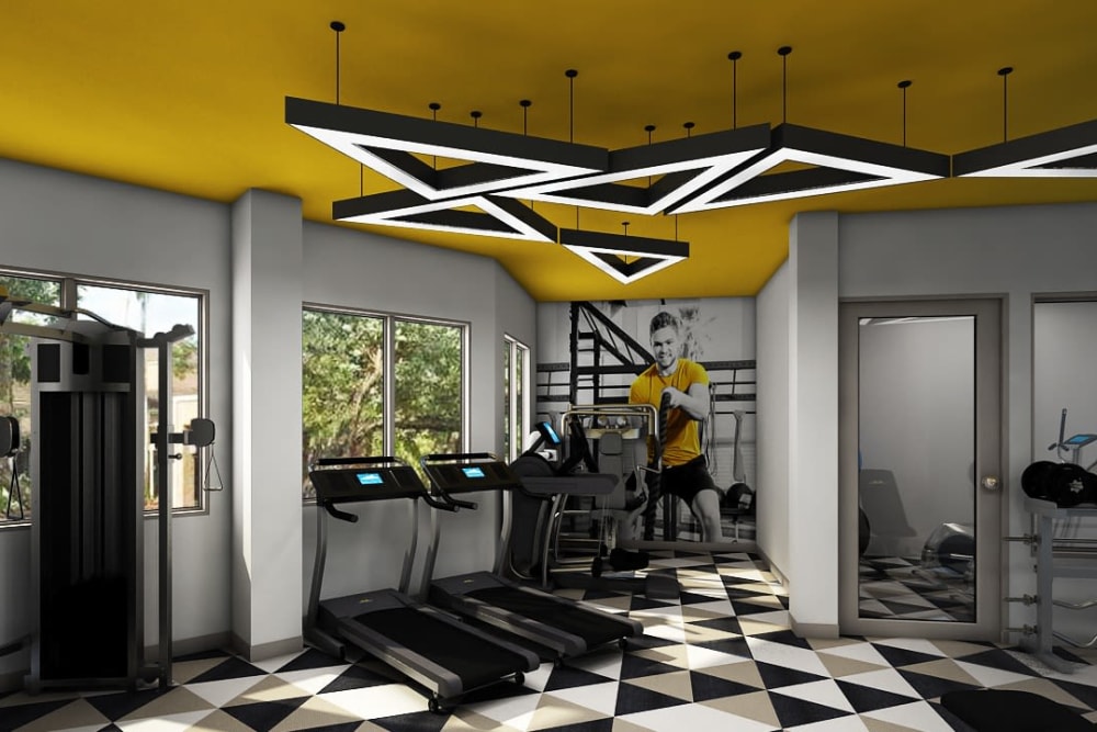 Fully equipped fitness center at Steelyard in St. Louis, Missouri